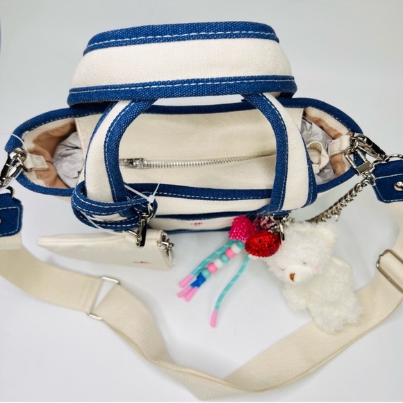 Viral Madden Girl Mushroom Canvas Mini Tote Crossbody Bag Charms & Keychain - Picture 9 of 11